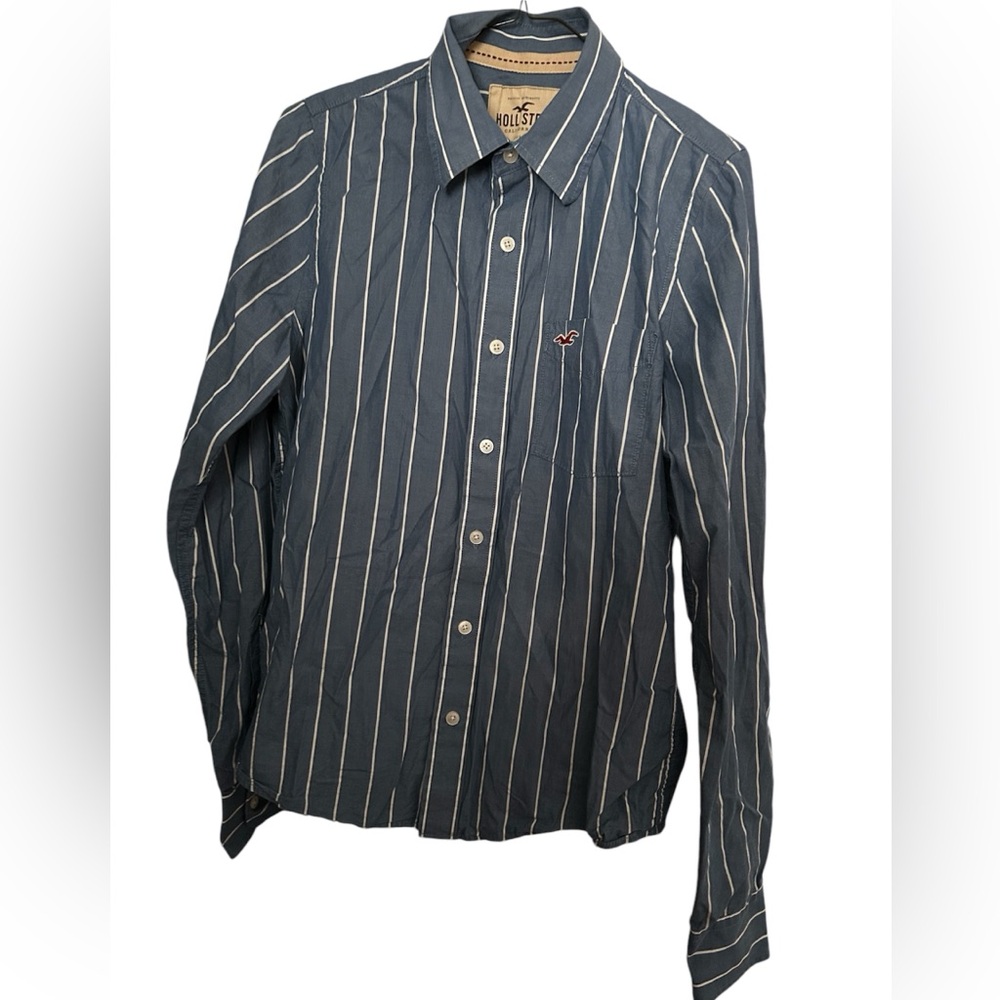 Hollister Men’s Button Down Shirt Size Small Blue & White Shirt